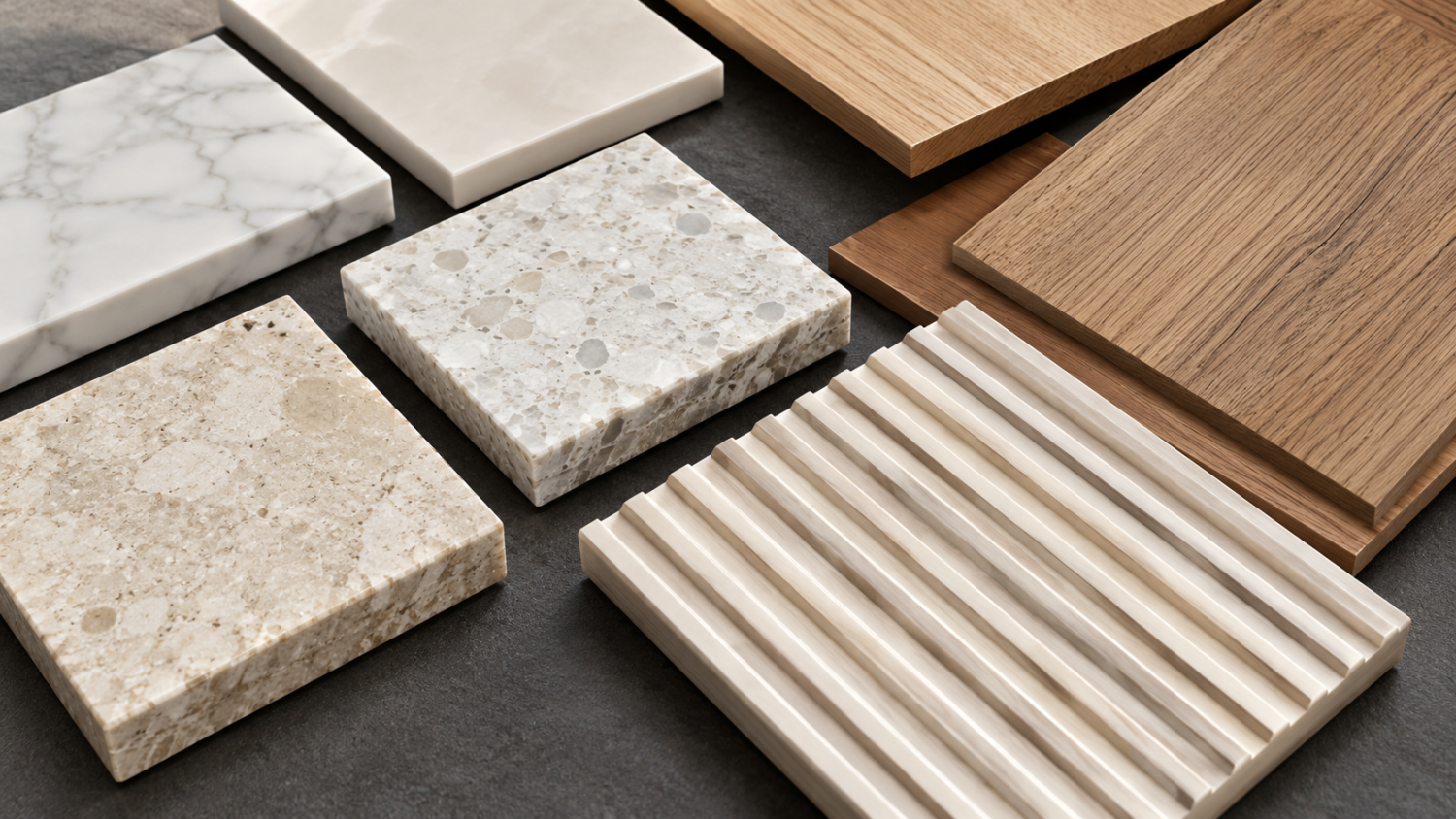 Stone and wood material samples