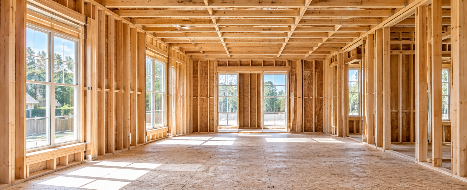 Framed room ready for construction